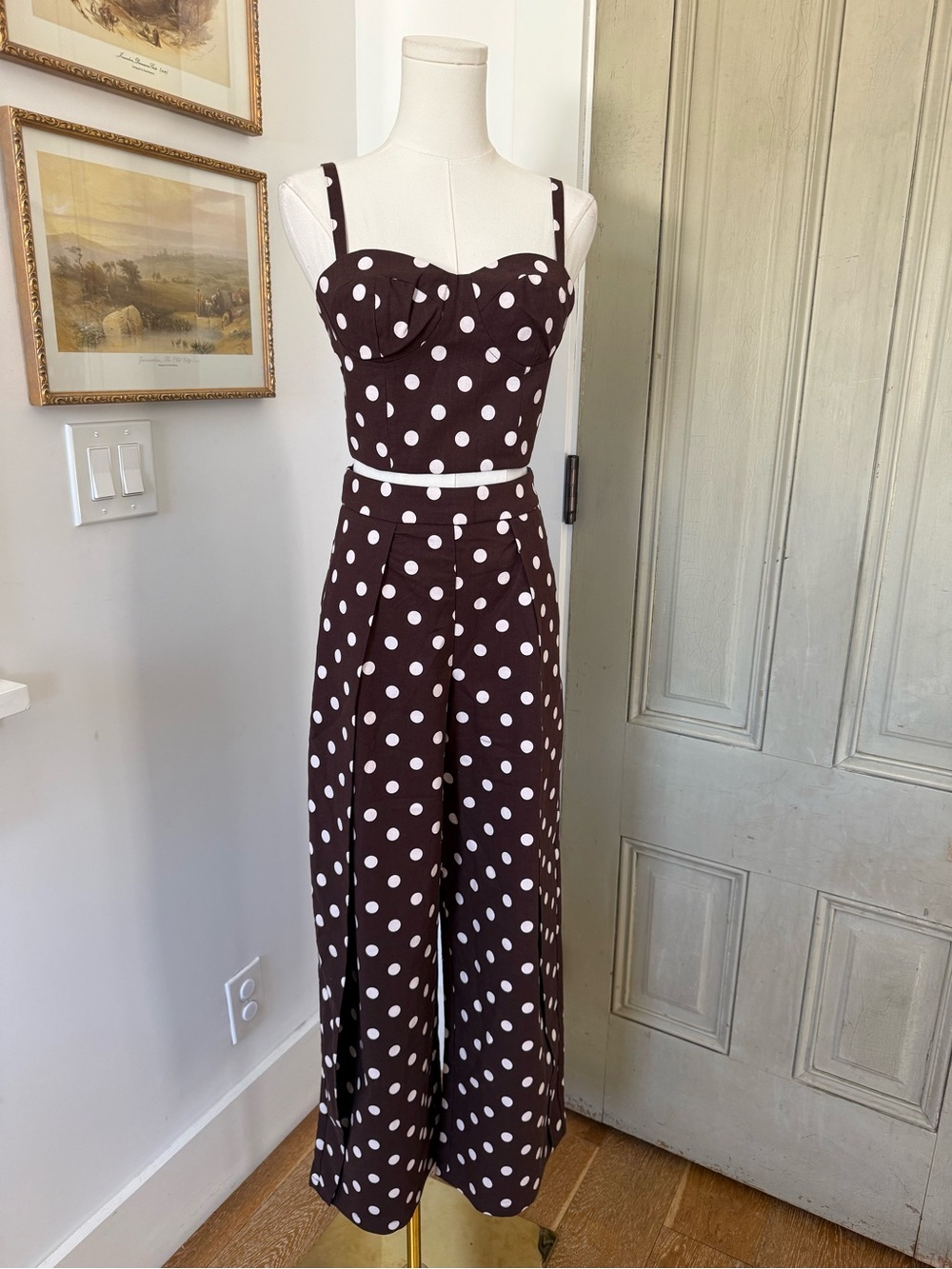 NWT Commense Brown Polka Dot Set - Picture 6 of 9